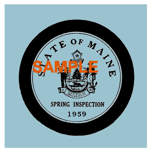 Modal Additional Images for 1959 Maine SPRING INSPECTION Sticker